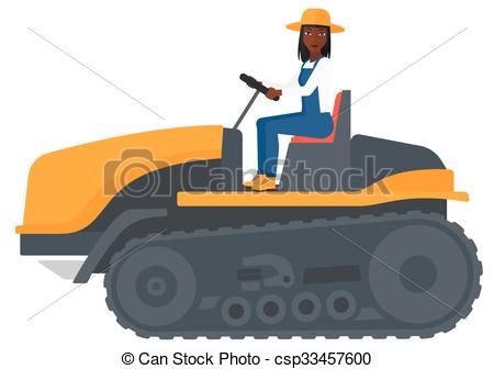 450x336 Farmer Driving Catepillar Tractor. An African American Vector