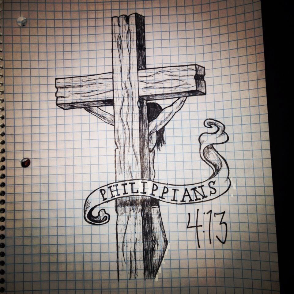 960x960 Tattoo Sketch Drawing Shaded Cross Crucifix Bible Verse Bible