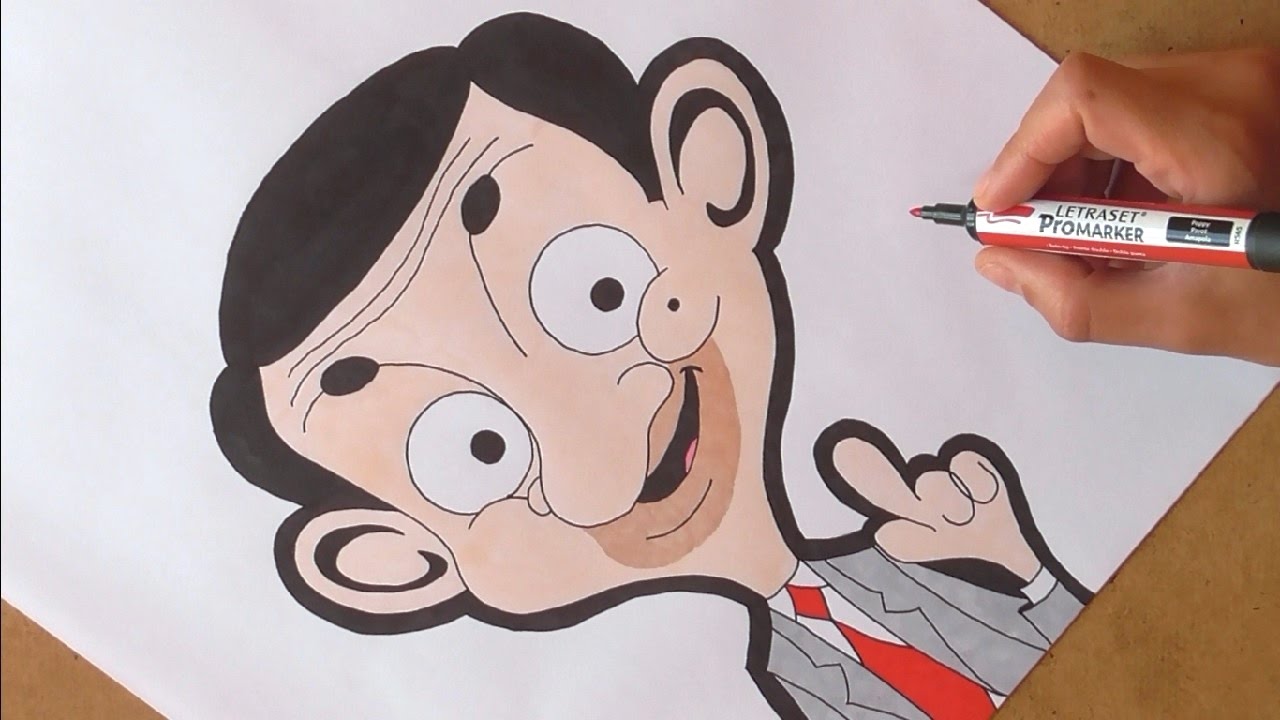 1280x720 Drawing Mr Bean Cartoon Character. Markers.