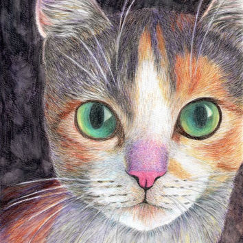 354x354 Cat Face Drawing Art Print