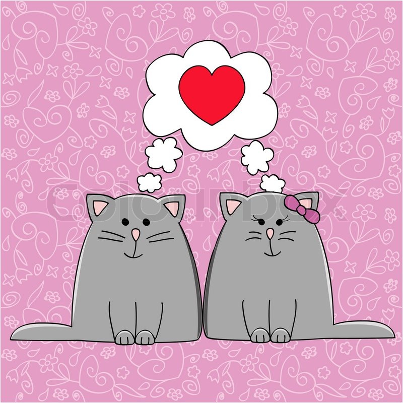800x800 A Couple Of Cute Cats In Love Vector Illustration Stock Vector