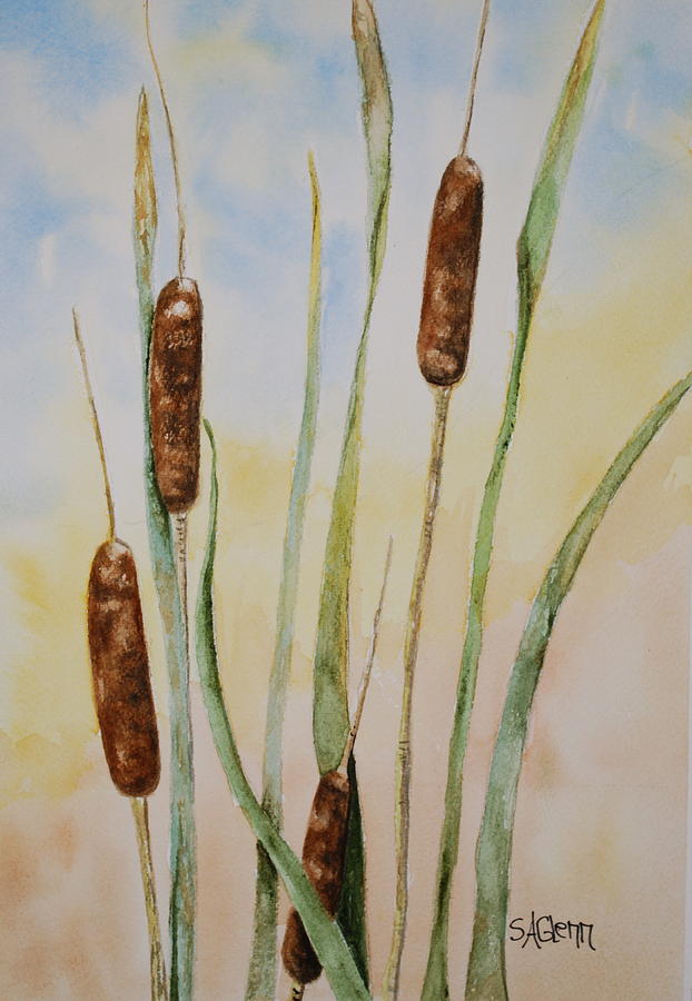 622x900 Four Cattails Canvas Print Canvas Art By Sue Ann Glenn