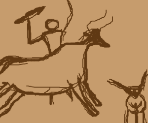 300x250 Caveman Drawings Of Man And Cow