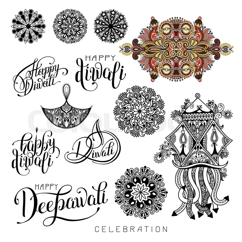 800x800 Set Of Black And White Hand Drawing Design Element Lettering