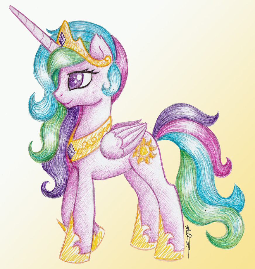 872x917 At] Princess Celestia Pen Drawing By Nokills Clan196