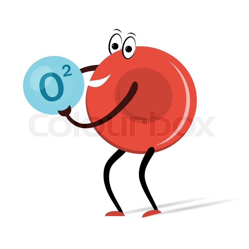 800x800 Vector Illustration. Drawing. Red Blood Cell With Oxygen Cartoon