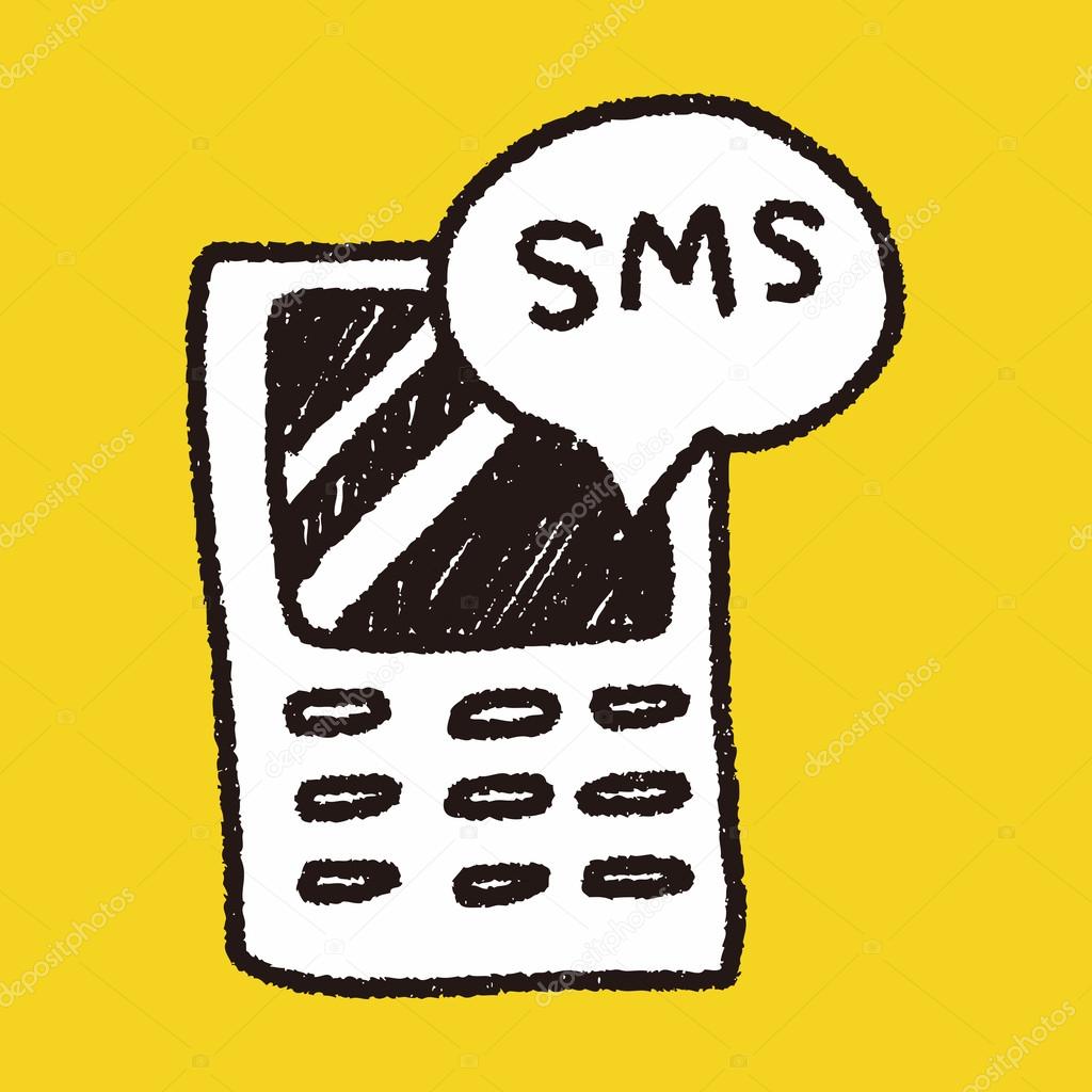 1024x1024 Cell Phone Message Doodle Drawing Stock Vector Hchjjl