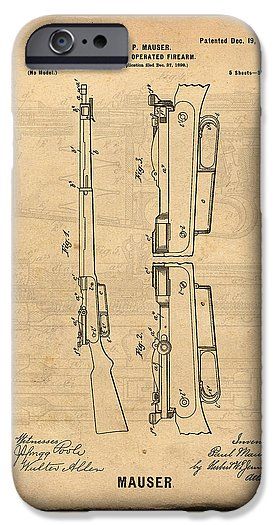 275x525 Mauser Patent Drawing Art Cell Phone Case Antique Vintage