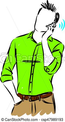 254x470 Man Talking Cellphone Vector Illustration Eps Vectors