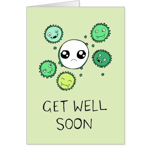 512x512 Get Well Soon Cute Virus And Cell Drawing Card
