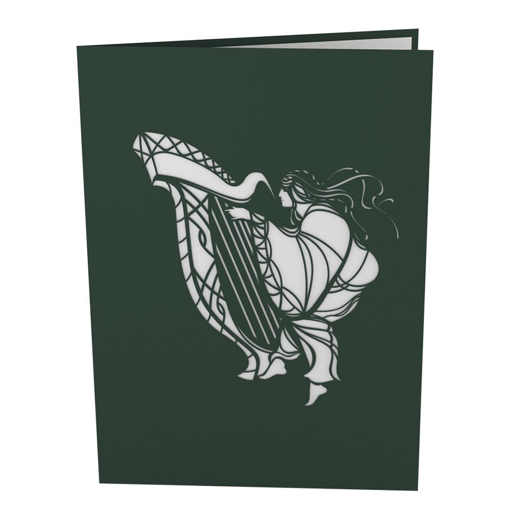 1024x1024 Celtic Harp Pop Up St. Patrick's Day Card
