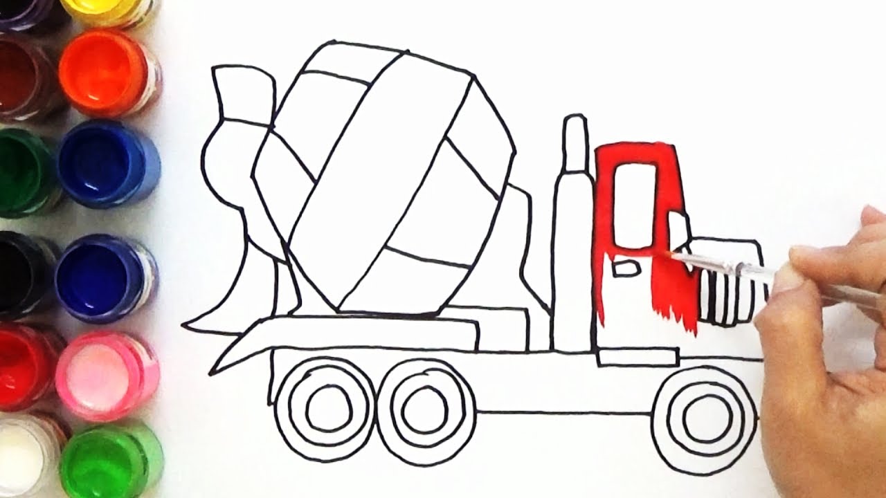 1280x720 How To Draw And Color A Cement Truck Art For Kids Bodraw