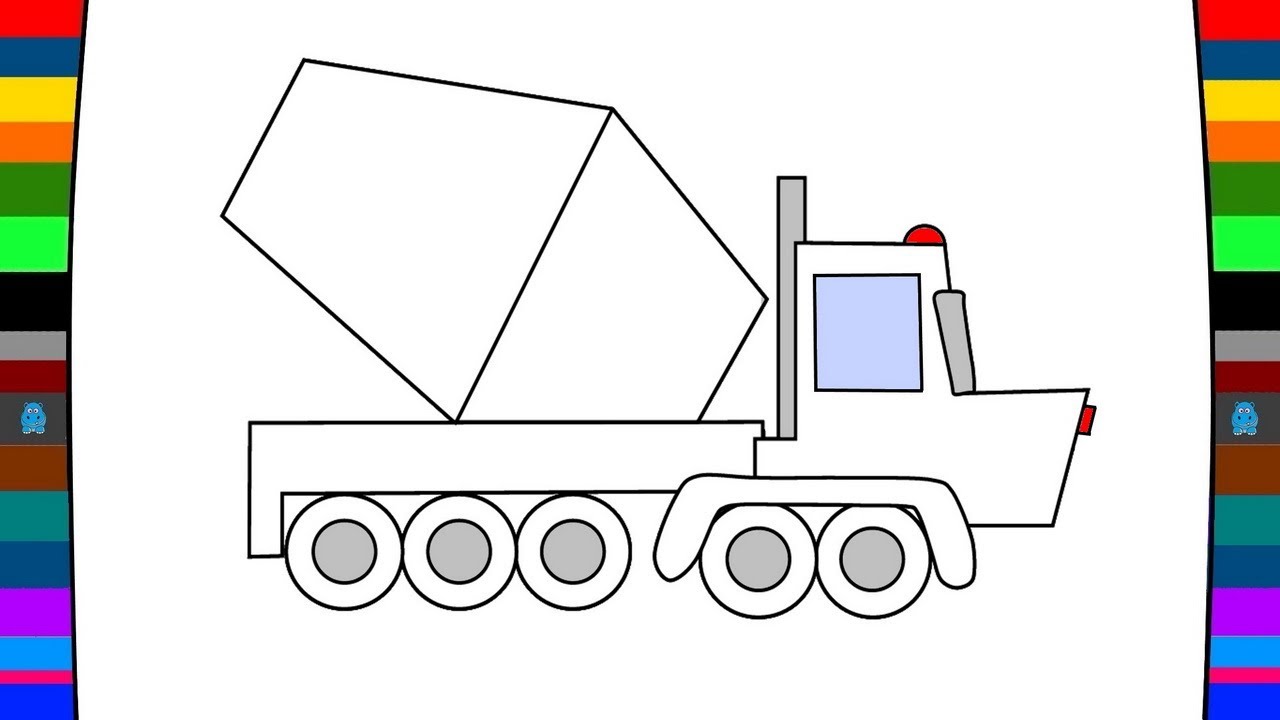 1280x720 How To Draw And Coloring Cement Truck