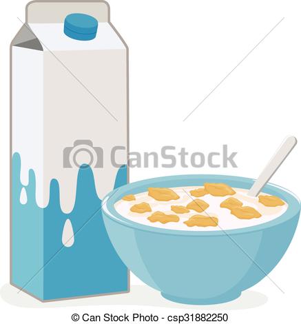 437x470 Bowl Cerealnd Milk Carton. Vector Illustration
