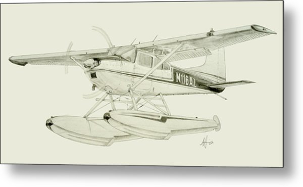 600x370 Cessna 180h On Floats Drawing By Nicholas Linehan