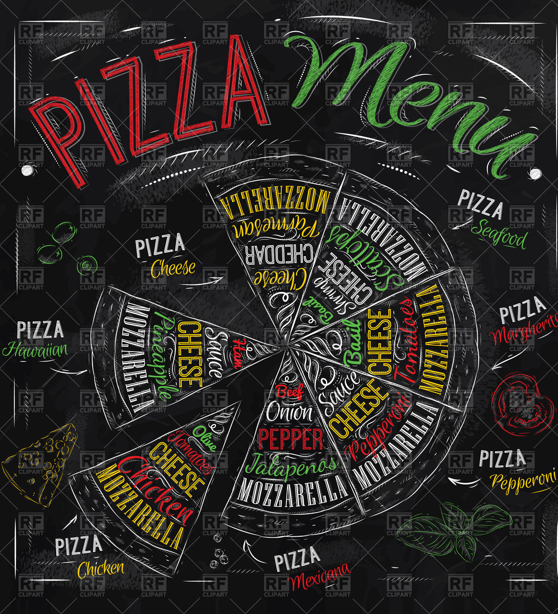 1091x1200 Pizza Menu Poster Hawaiian, Cheese, Chicken, Pepperoni