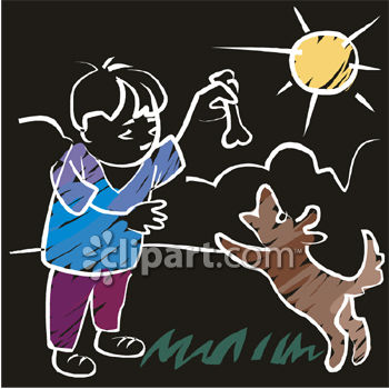 350x350 Chalk Drawing Of A Boy Playing With His Dog