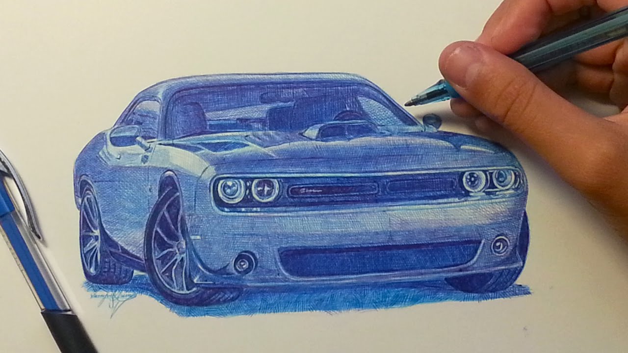 1280x720 Dodge Challenger Drawing With Ballpoint Pen