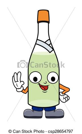 289x470 Funny Cartoon Champagne Bottle Character Vector Illustration Eps