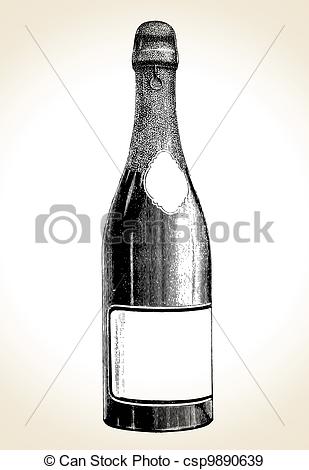 309x470 Vintage Bottle. Vintage Old Bottle Of Champagne Eps Vectors