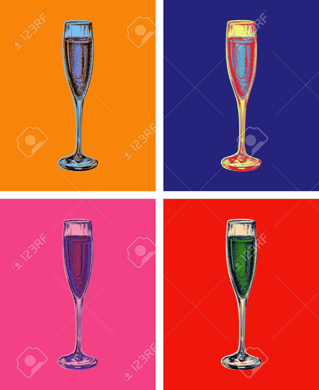 1064x1300 Champagne Glass Hand Drawing Vector Illustration Alcoholic Drink