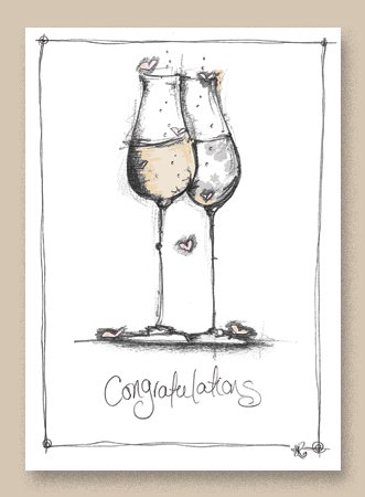 331x450 Congratulations Champagne Glasses Tracey Russell Drawn