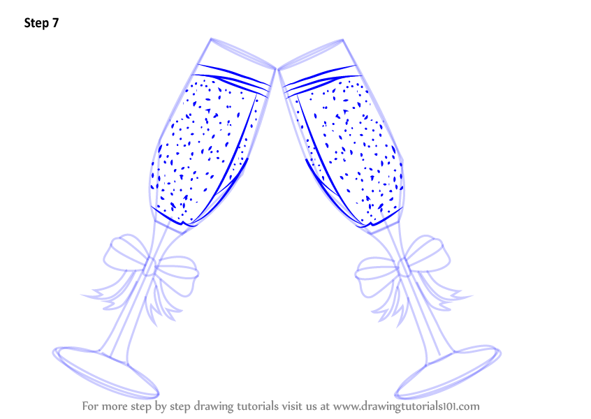 846x600 Learn How To Draw Champagne Glasses (Everyday Objects) Step By