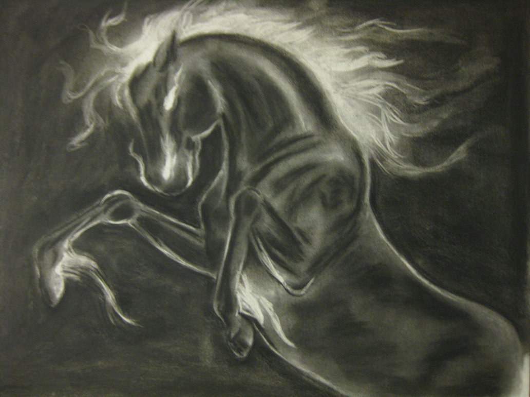 1032x774 Nightmare Horse Charcoal Drawing By Aprilj0313
