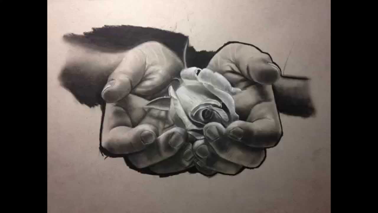 1280x720 Realistic Charcoal Drawing A Rose For You
