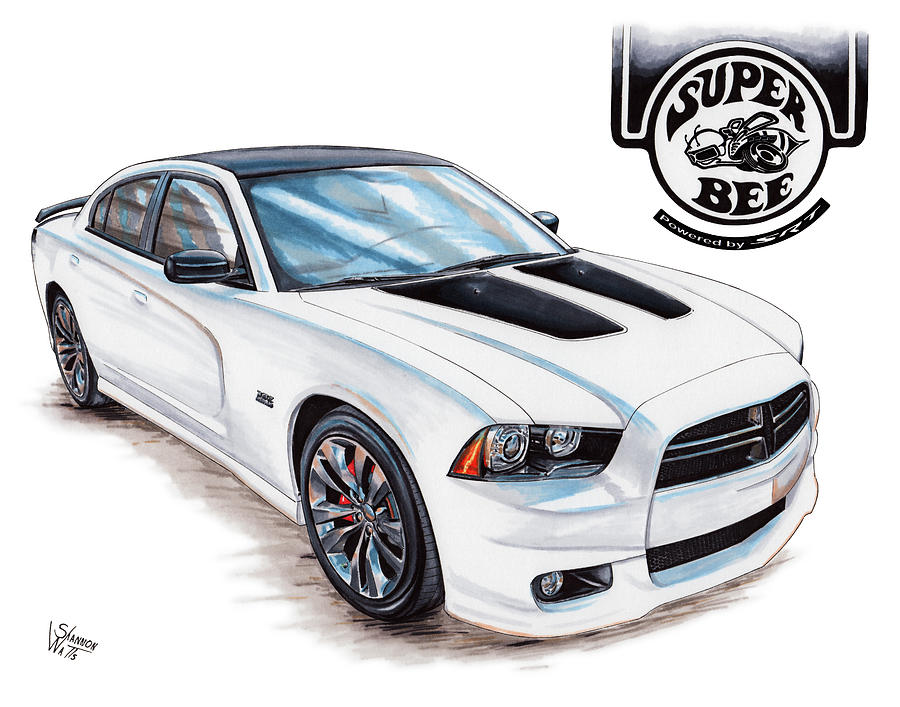 900x707 2014 Dodge Charger Super Bee Drawing By Shannon Watts