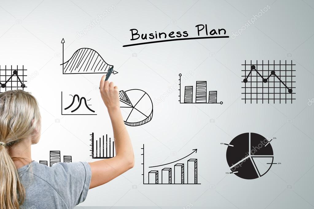 1023x682 Woman Drawing Different Business Plan Graphs And Charts Stock