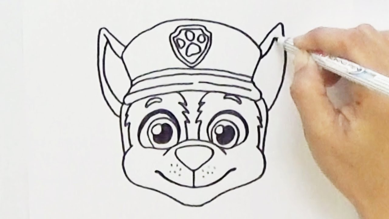 1280x720 Very Easy Drawing Images How To Draw Chase Face From Paw Patrol