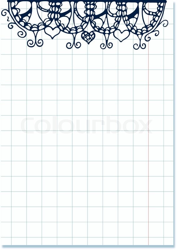 566x800 Sheet Of Checkered Paper With Creative Doodle Drawing Stock