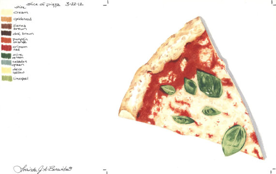 570x359 Pizza Slice. Photo Realistic Colored Pencils Art