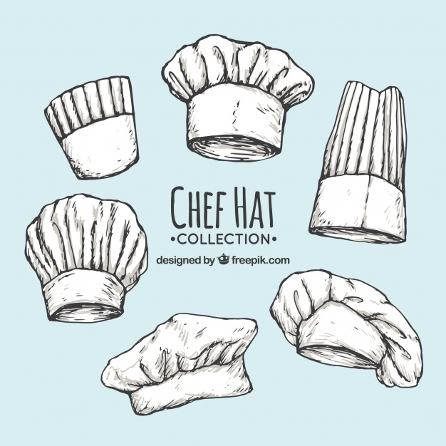 626x626 Pack Of Chef's Hand Drawn Hats Vector Free Download