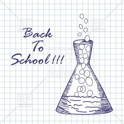 400x400 Doodle Drawing Chemical Flask, Chemistry Experiment Royalty Free