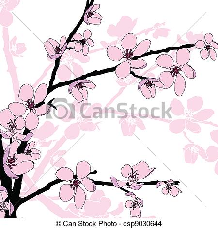 450x470 Cherry Blossoms Drawing
