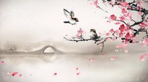 300x168 Cherry Blossom, Flowers, Painting Wallpaper Art And Paintings