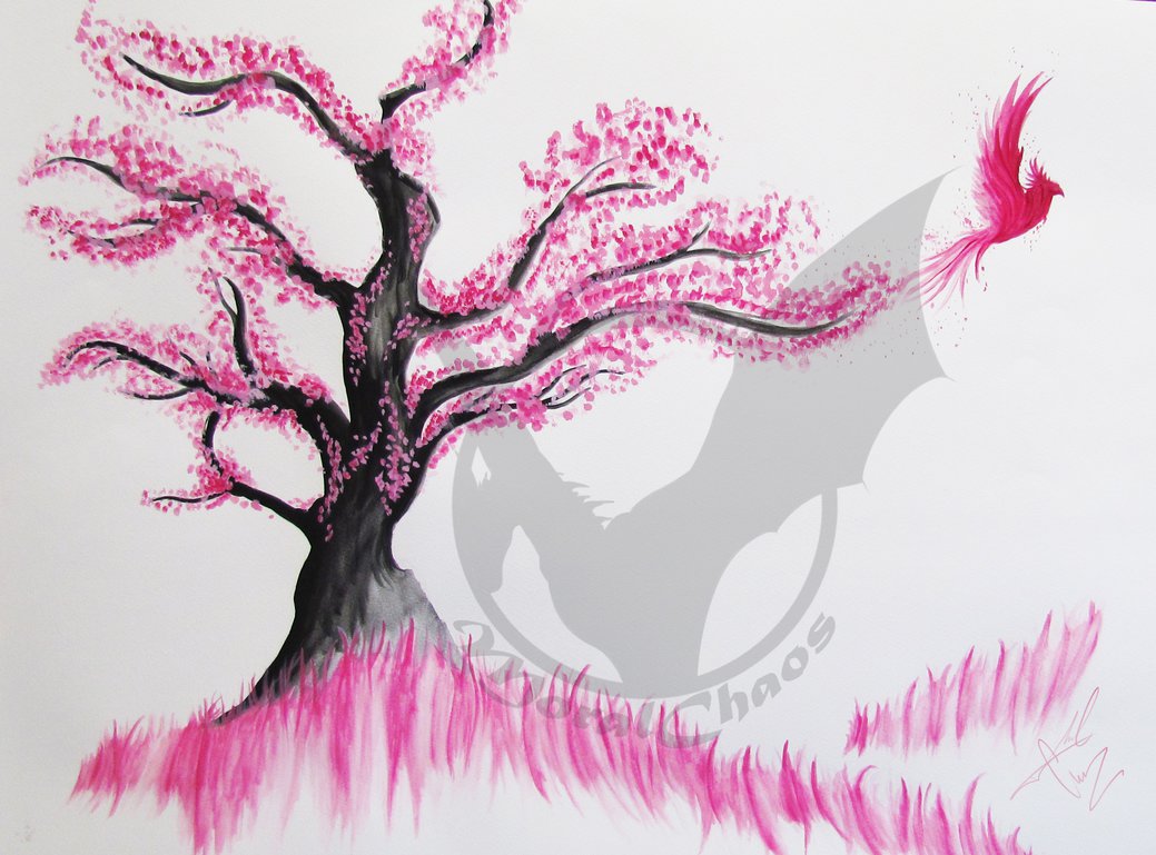 1039x769 Birds In The Cherry Blossom Tree By Moralchaos