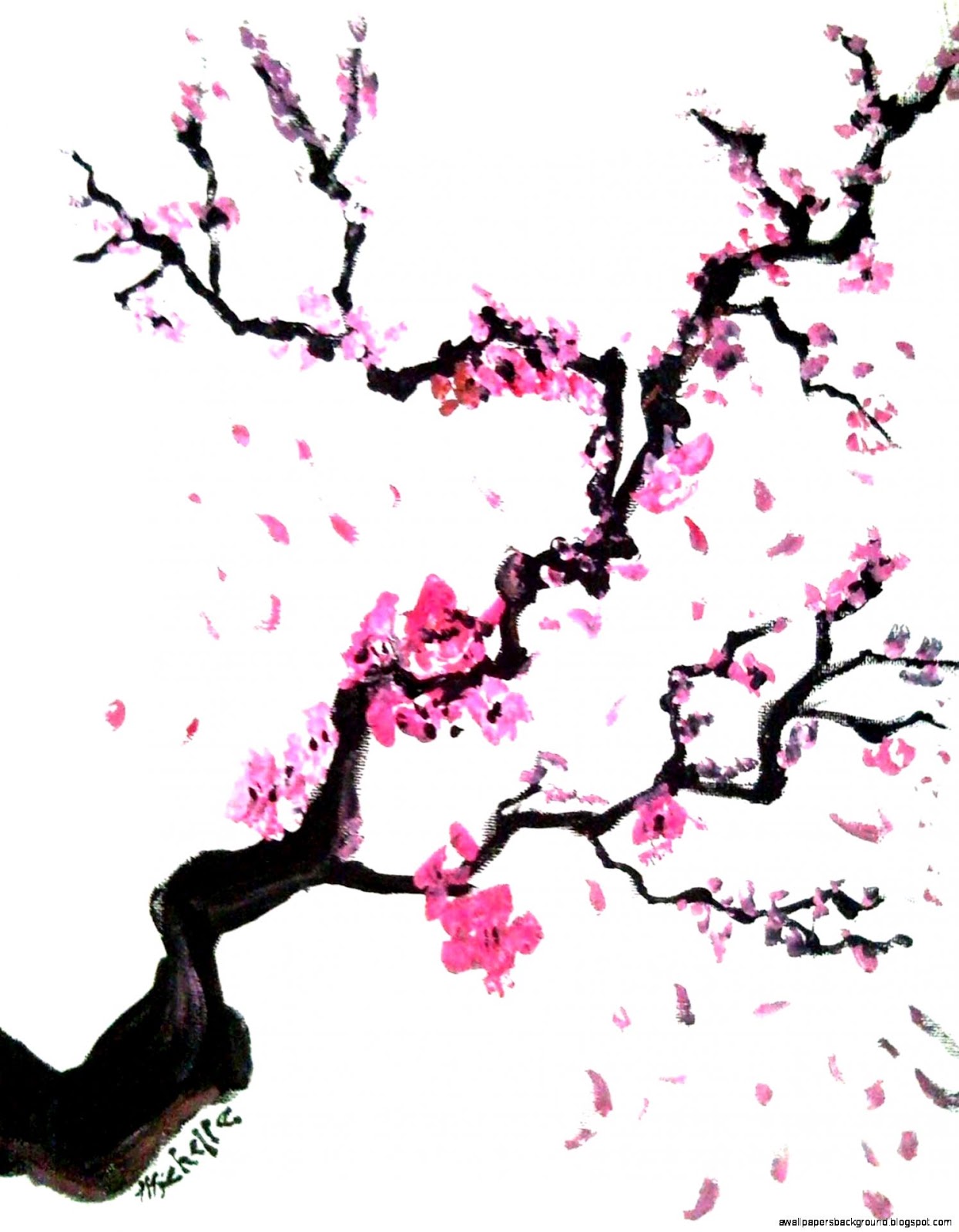 1245x1600 Cherry Blossom Tree Drawing Wallpapers Background