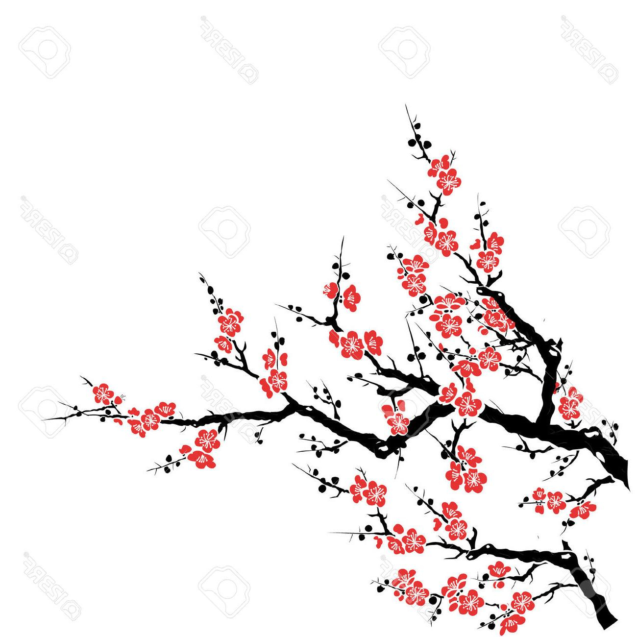 1300x1300 Sakura Flower Draw Top 10 Plum Tree Red Cherry Blossom Drawing