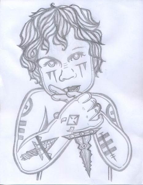 466x600 Warrior Cherub Drawing