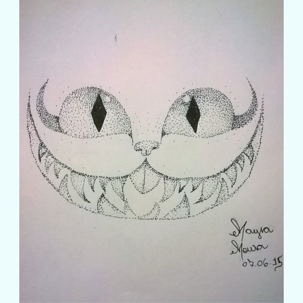 612x612 Cheshire Cat Pointillism By Maymoura