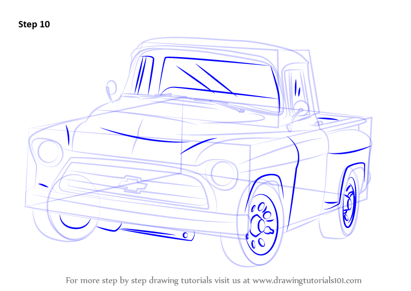 843x596 Learn How To Draw A 1955 Chevy Truck (Trucks) Step By Step