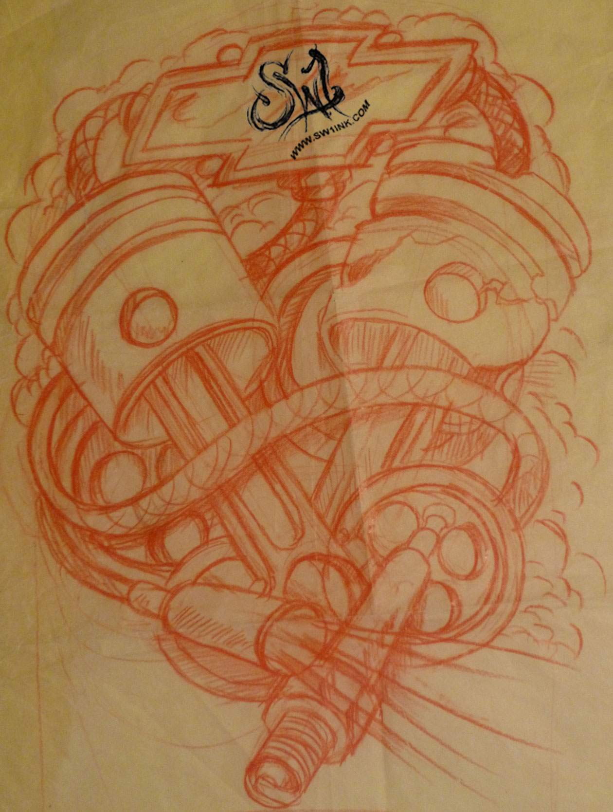 1260x1668 Chevy Symbol With Pistons