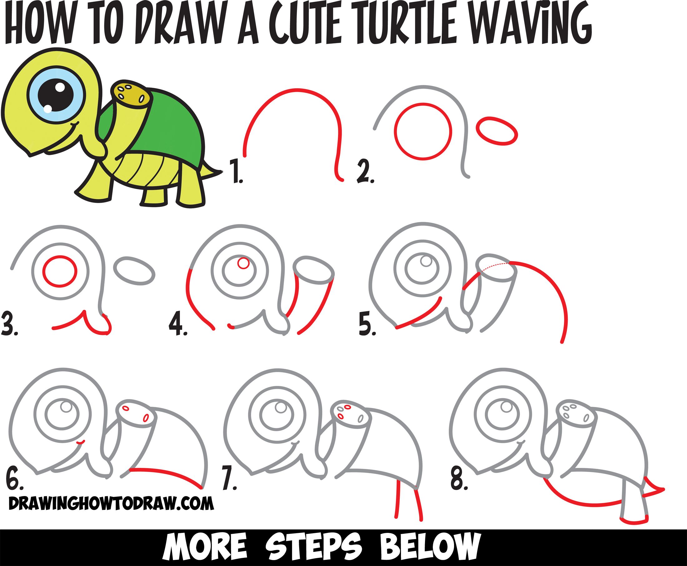 2200x1812 Learn How To Draw A Cute Kawaii Chibi Turtle Waving With Easy