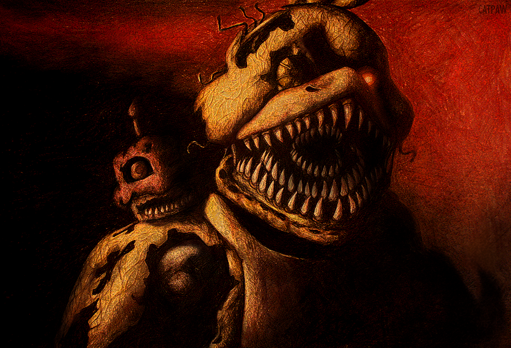 1024x699 Nightmare Chica And Cupcake Drawing Five Nights