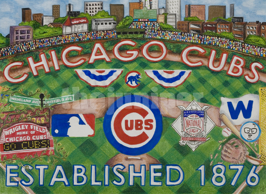 900x657 Chicago Cubs Drawing By Thejuniper