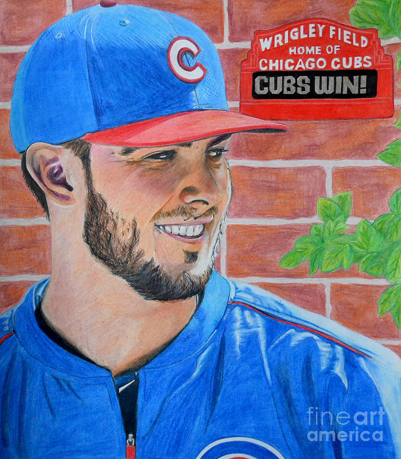 787x900 Chicago Cubs Kris Bryant Portrait Drawing By Melissa Goodrich
