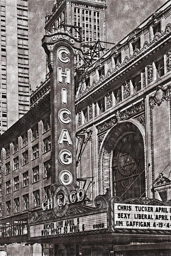 602x900 Chicago Theater 5599 Classic Drawing 1 Hp Digital Art By David Lange